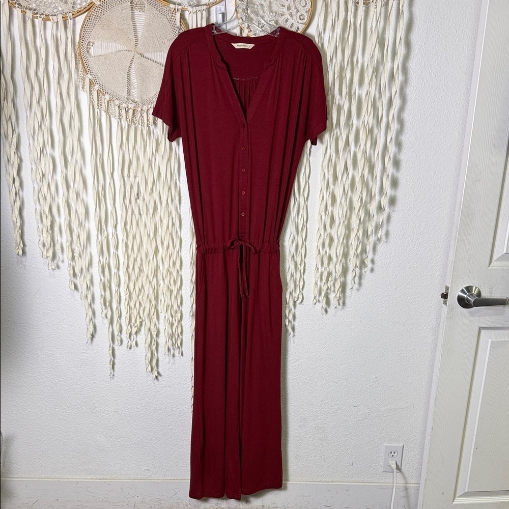 WooolOvers Button Through Jumpsuit in Carmine Red Size Small - Picture 2 of 15